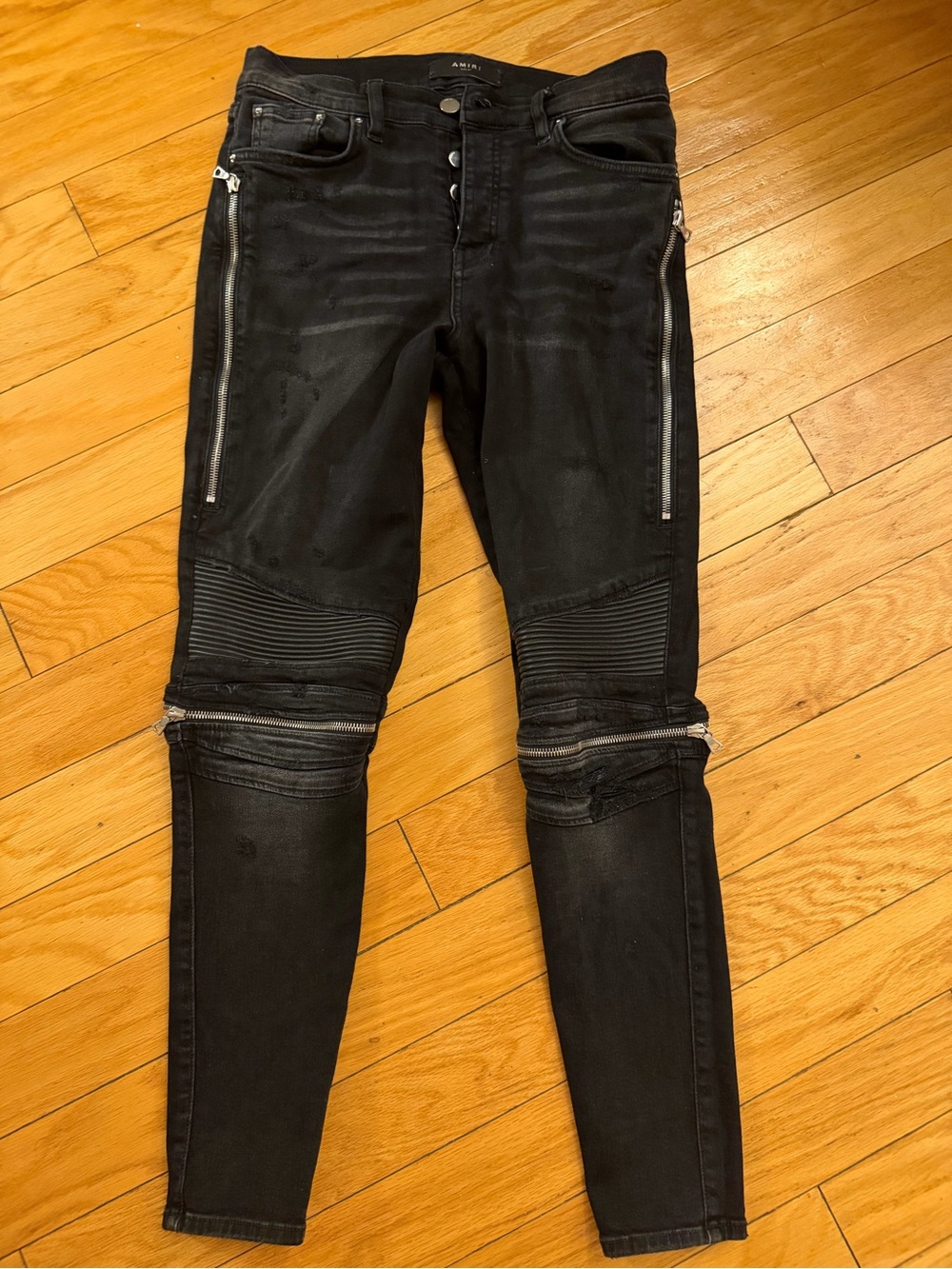 AMIRI Black High-Rise Skinny Jeans with Exposed Button Fly